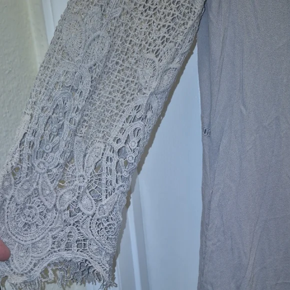 Free People Gray Lace Blouse - Picture 13 of 16